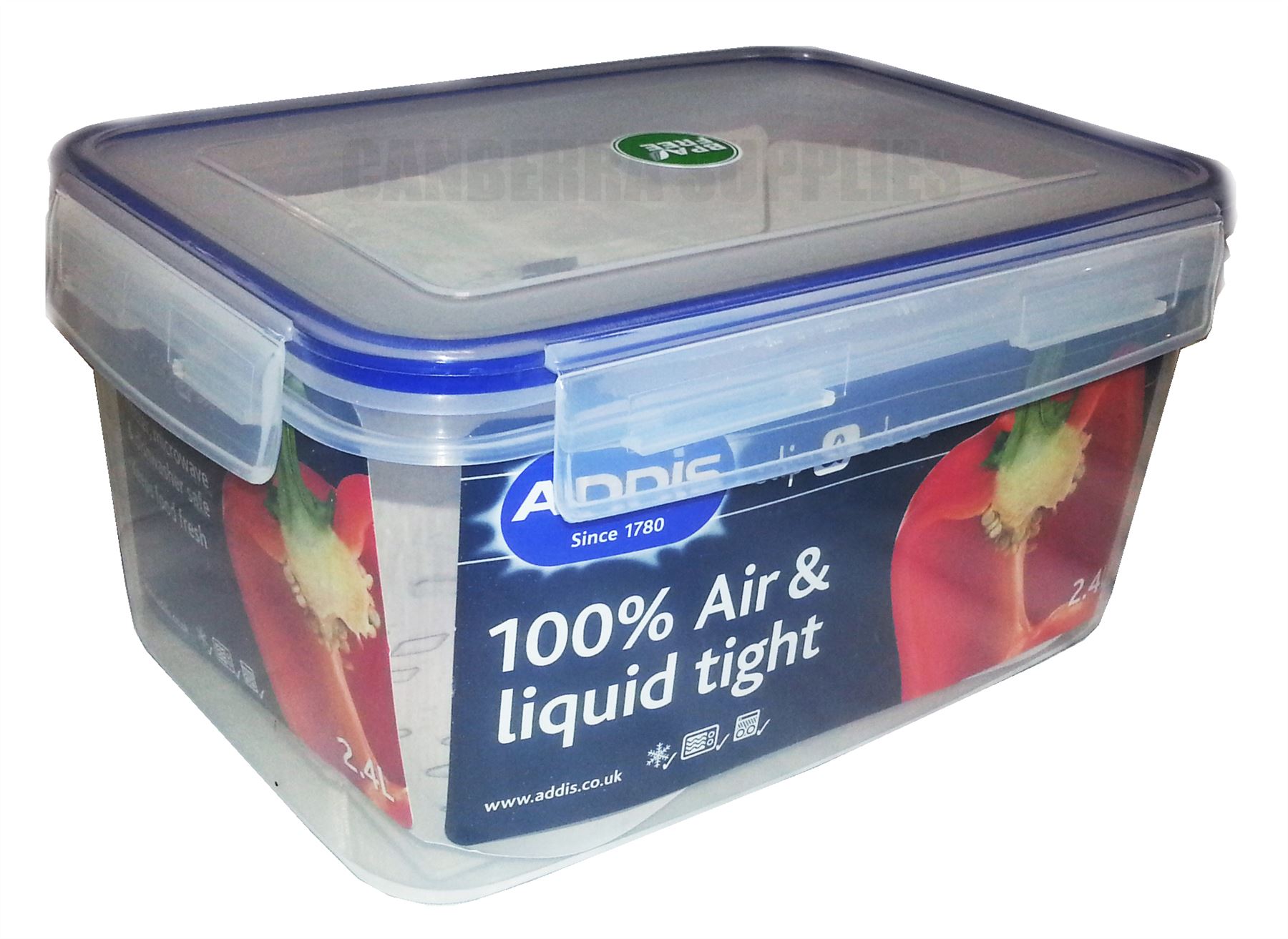ADDIS CLIP & CLOSE RECTANGULAR FOOD STORAGE CONTAINER 2.4L AIR TIGHT