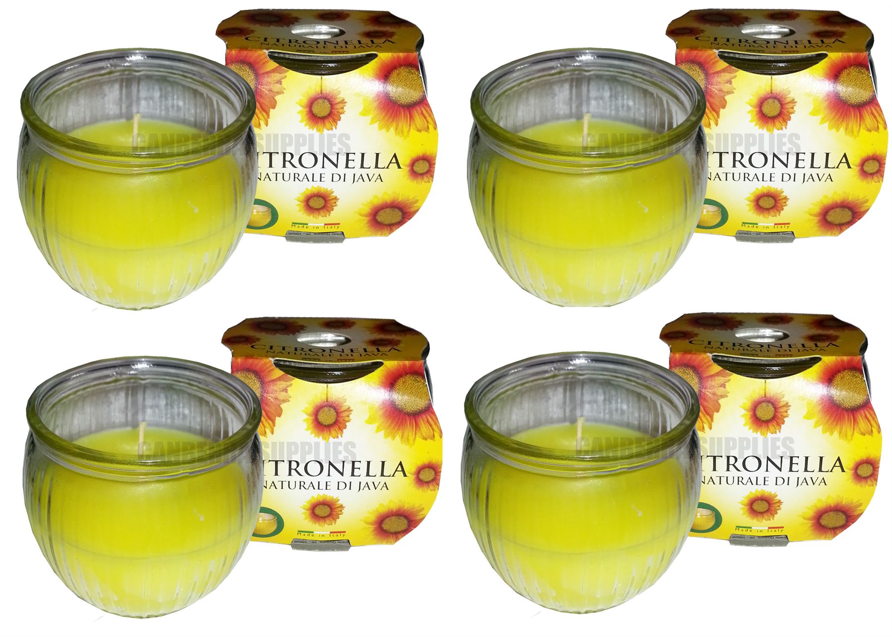 4 x PRICES CITRONELLA GLASS JAR CANDLE INSECT FLY MOSQUITO REPELLER 30