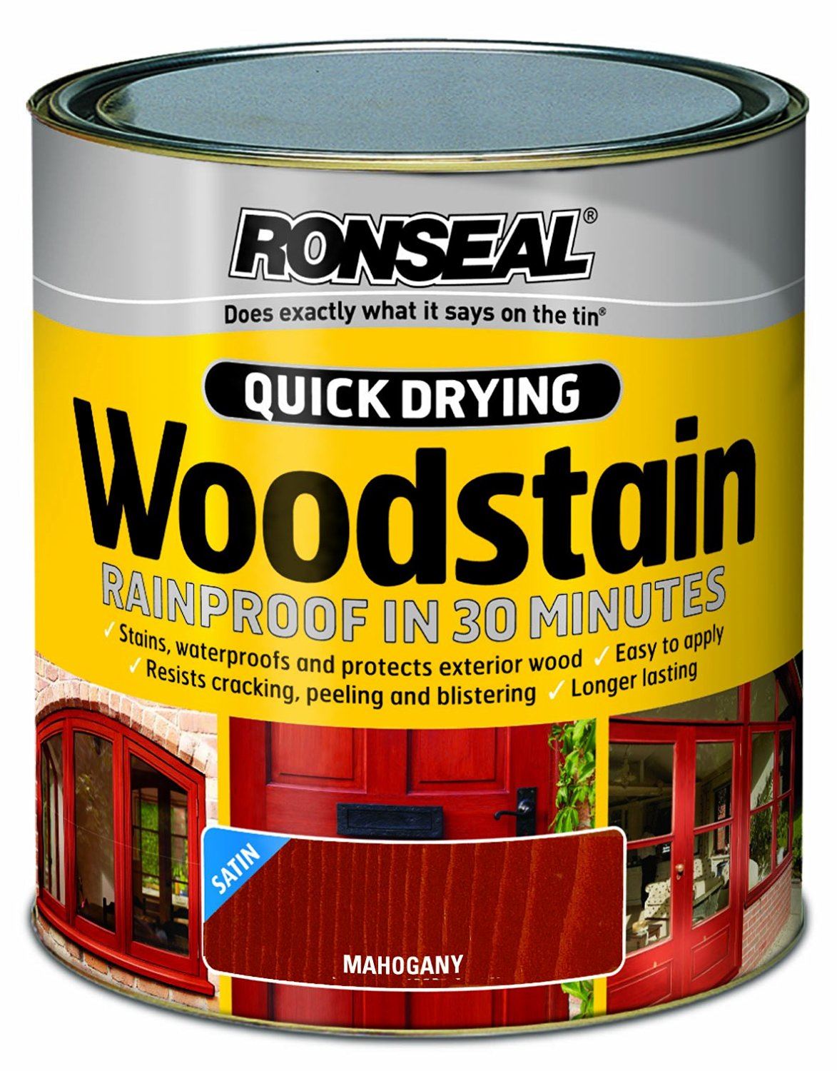 Ronseal Quick Drying Rainproof Wood stain Woodstain Satin Mahogany