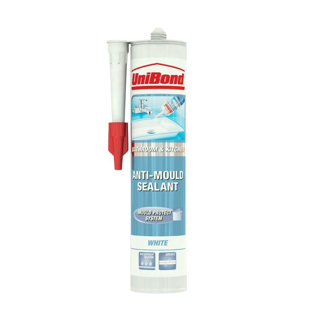 Unibond Anti Mould Silicone Sealant Bathroom & Kitchen Cartridge White