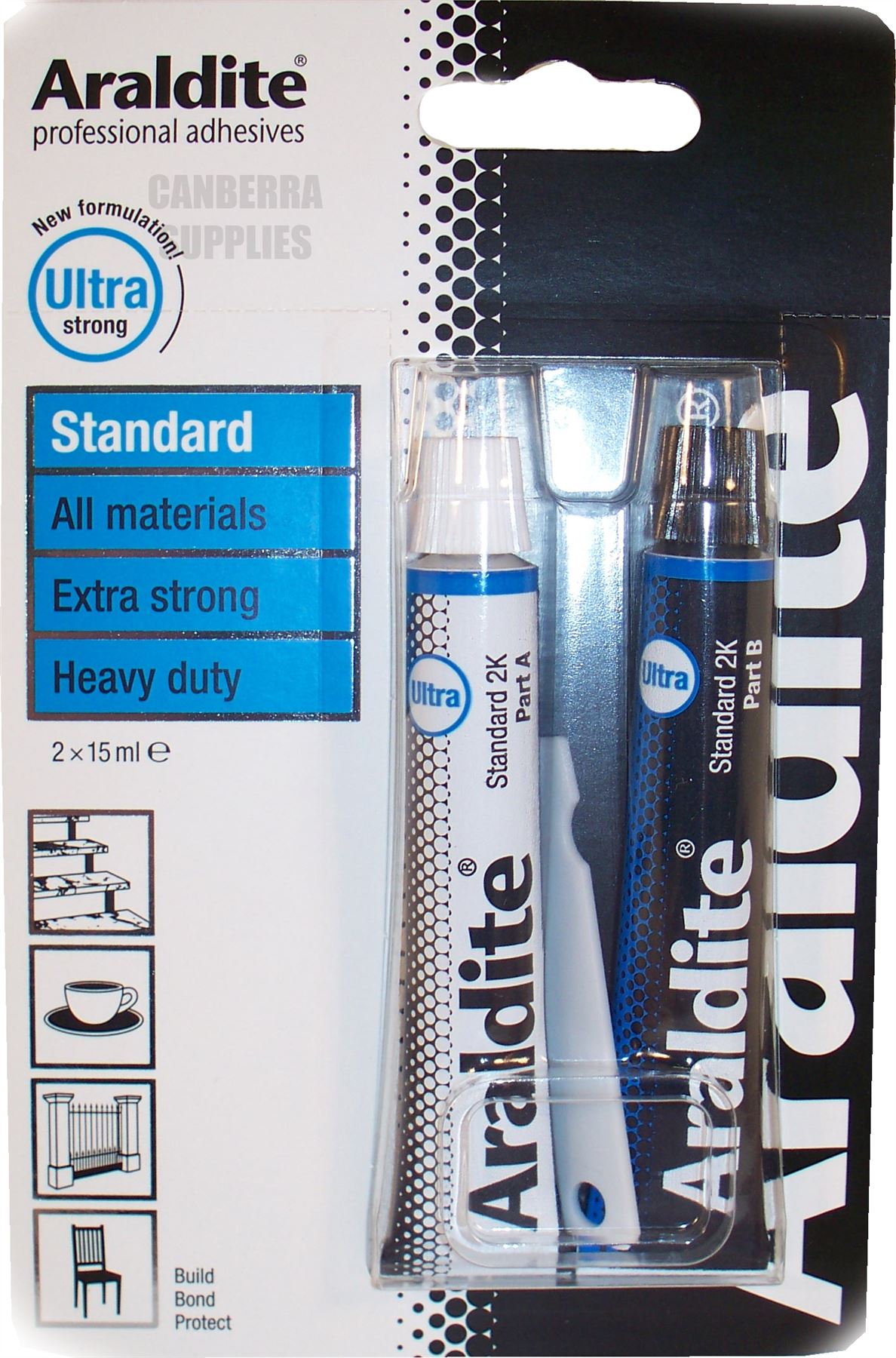 ARALDITE ULTRA STRONG ADHESIVE GLUE BLUE 2 x 15ml TUBES FREE UK P&P