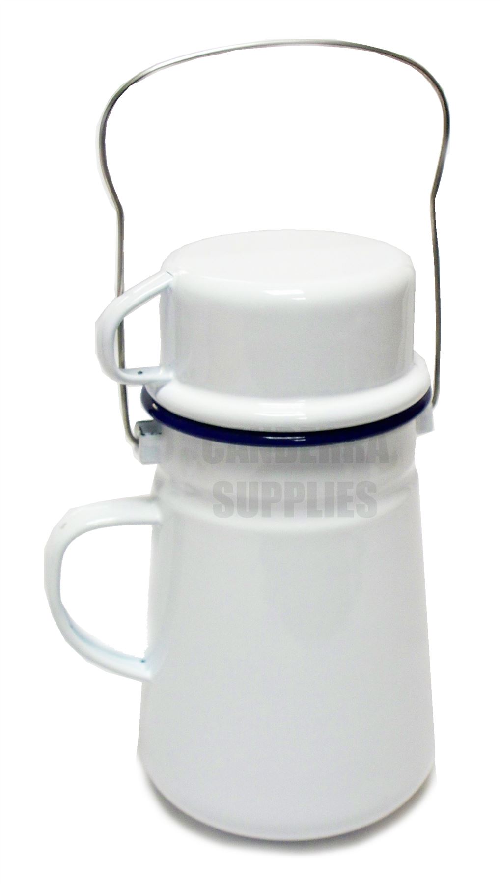 FALCON ENAMEL OUTDOOR CAMPING TEA CAN INCLUDING CUP TRADITIONAL WHITE