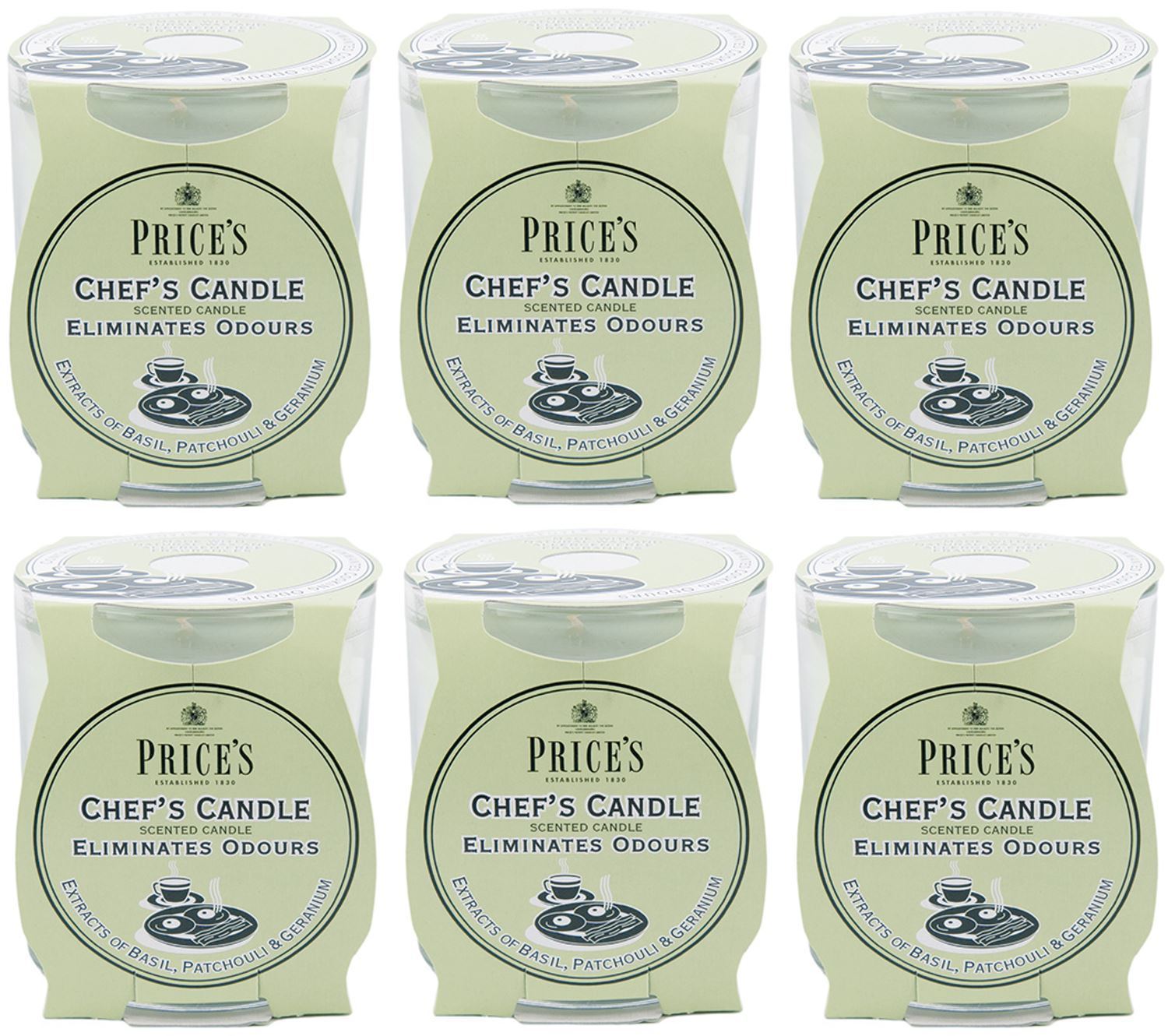 6 x Prices Chefs Candle in Jar Kitchen Odour Eliminates Cooking Cooks
