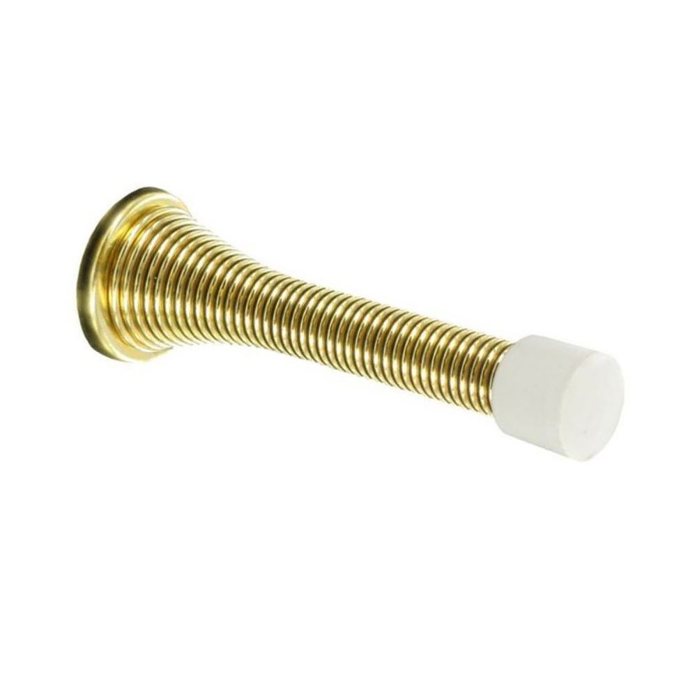 Doorstop Door Stop Stopper Spring Sprung Spiral Coil Wall Mounted Brass