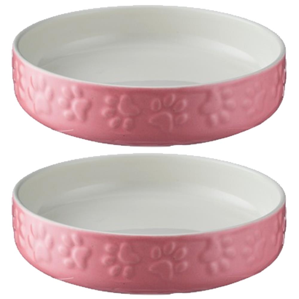 2 x Mason Cash Ceramic Cat Kitten Pet Drinking Water Saucer Bowl 13cm