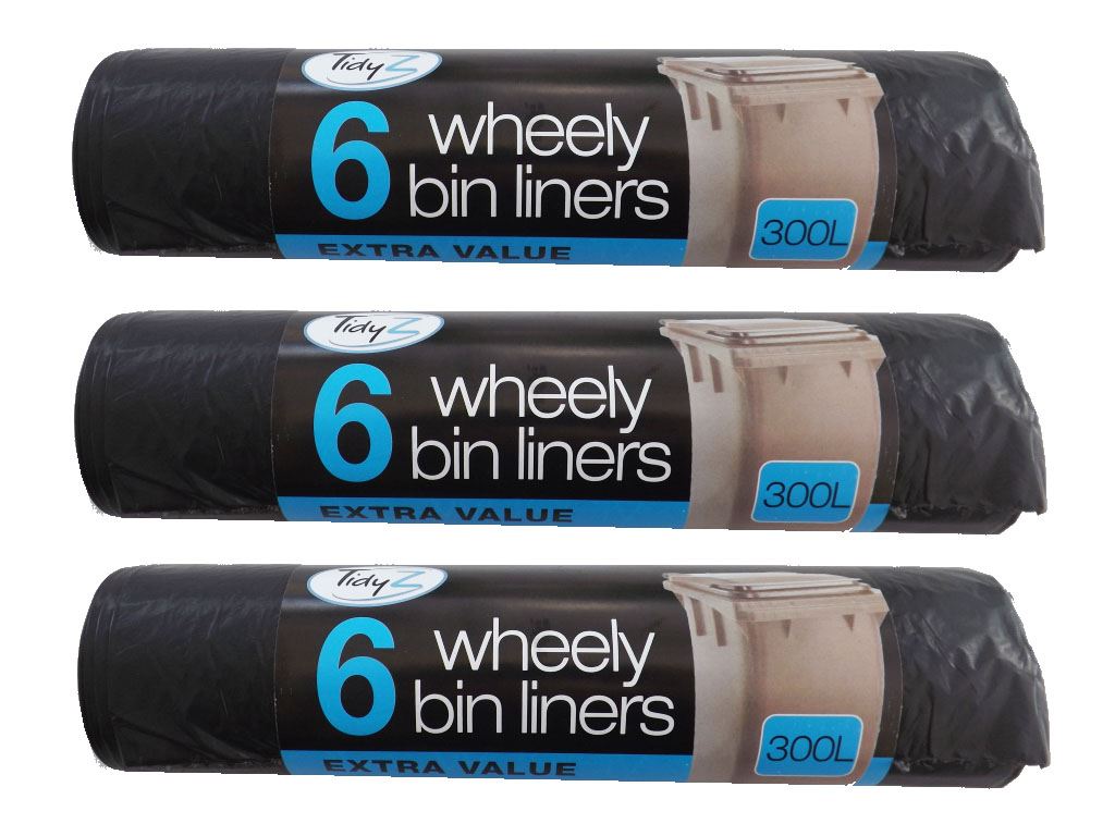 18 x Extra Large Wheelie Bin Liners Waste Rubbish Bags 300 Litre eBay