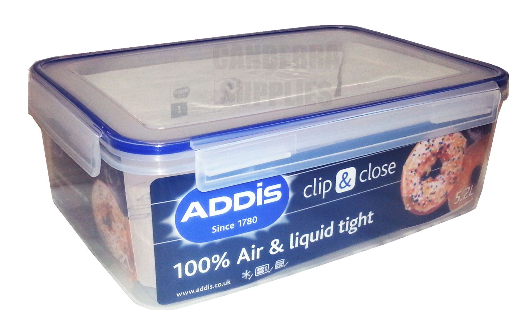 ADDIS CLIP & CLOSE RECTANGULAR FOOD STORAGE CONTAINER 5.2L AIR TIGHT