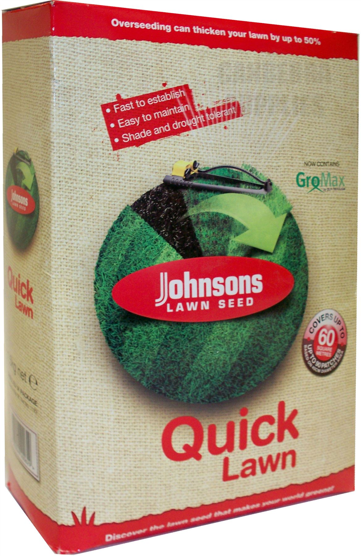 JOHNSONS QUICK GROW LAWN GRASS SEED WITH GROMAX 1.5KG / 60 SQM - REPAIR