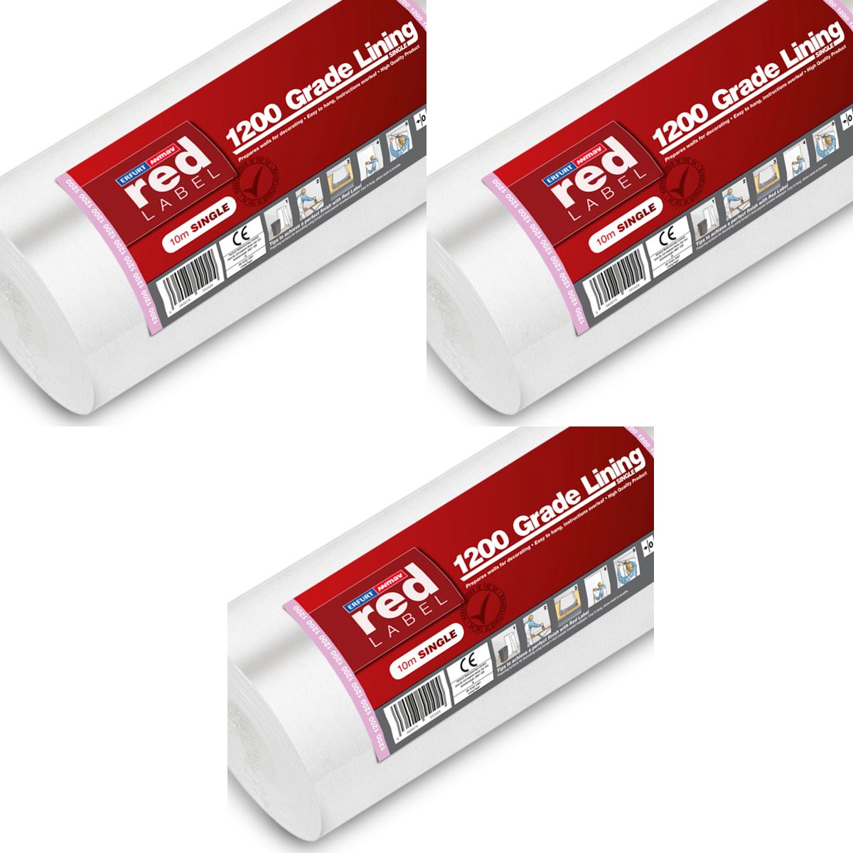 Erfurt MAV Red Label 1200 Grade Lining Paper Quad Roll EM12Q 40 Metres