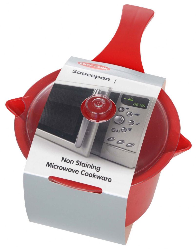EASY COOK STAIN FREE FAST MICROWAVE MICROWAVEABLE SAUCE MILK PAN RED