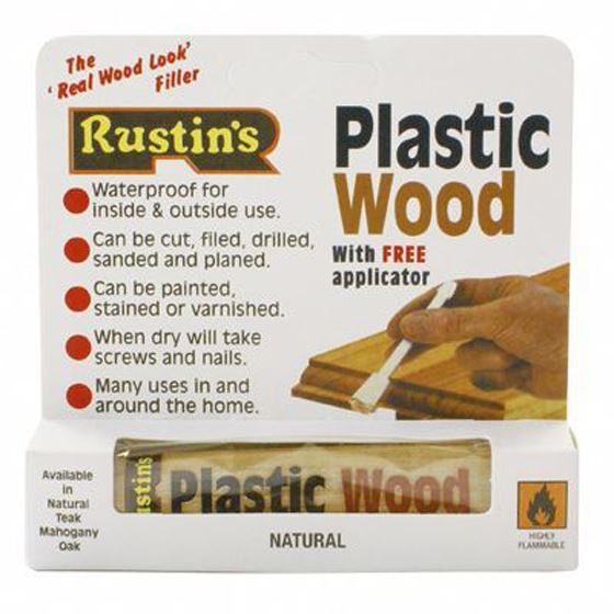 RUSTINS PLASTIC WATERPROOF WOOD FILLER NATURAL TUBE WITH APPLICATOR 30G