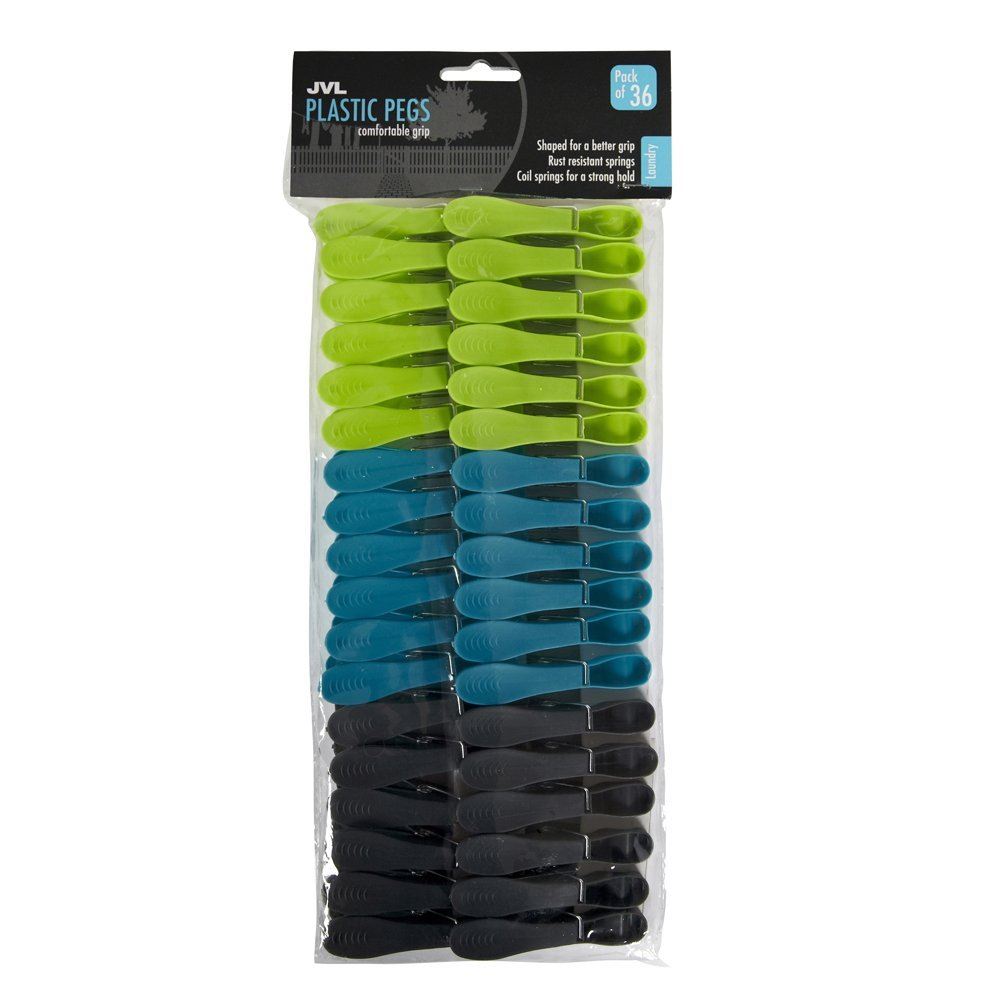 36 X JVL EXTRA STRONG PLASTIC LAUNDRY WASHING LINE CLOTHES PEGS eBay