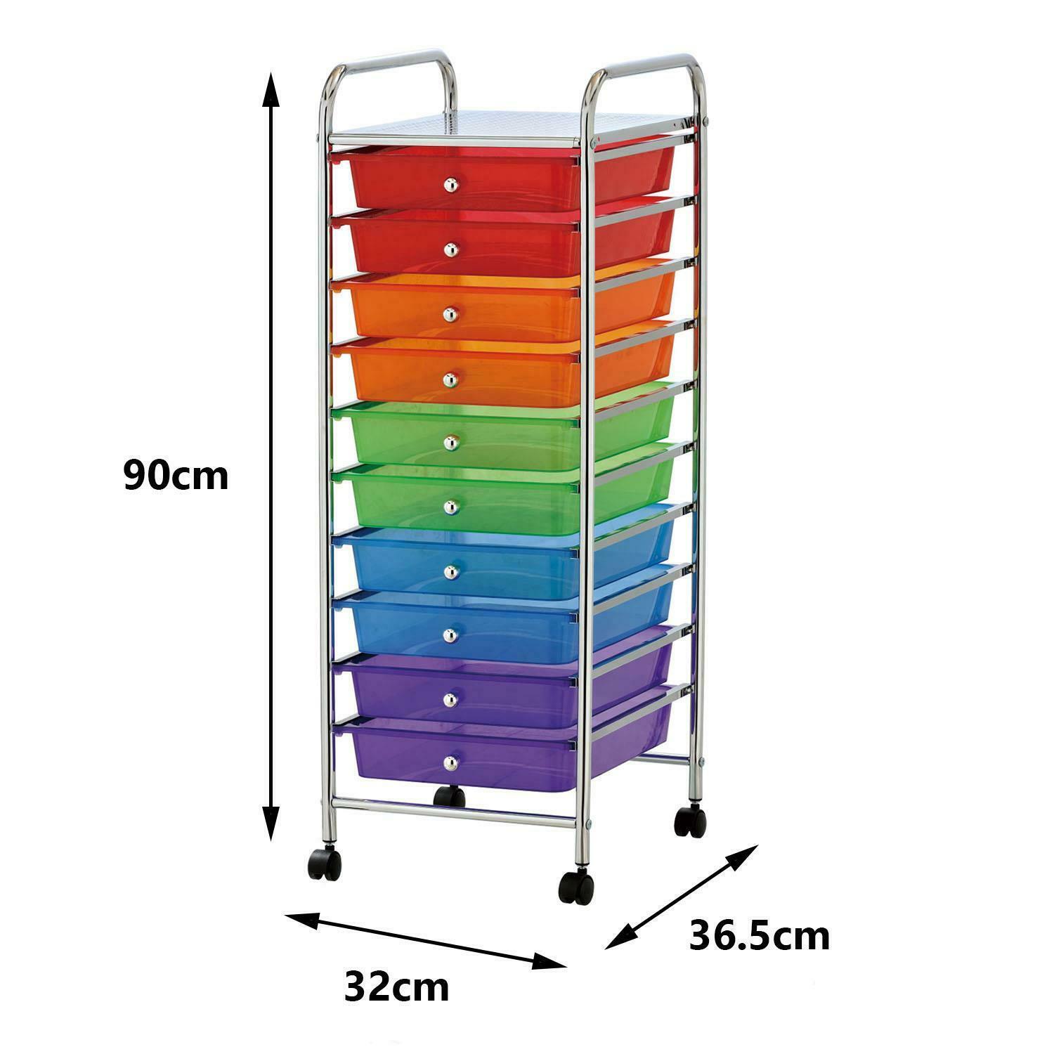 10-15 Drawer Make Up Mobile Home Office Beauty Salon Portable Storage Trolley - Picture 15 of 22