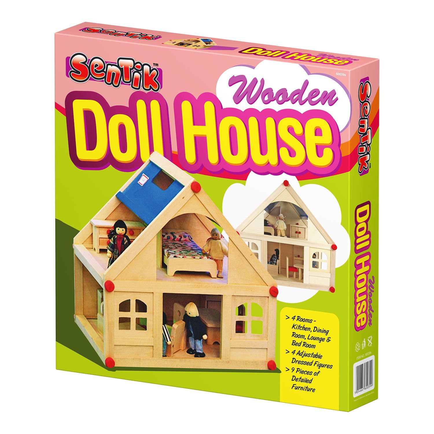 Wooden Dolls House With Accessories Furniture & Figures People Kids