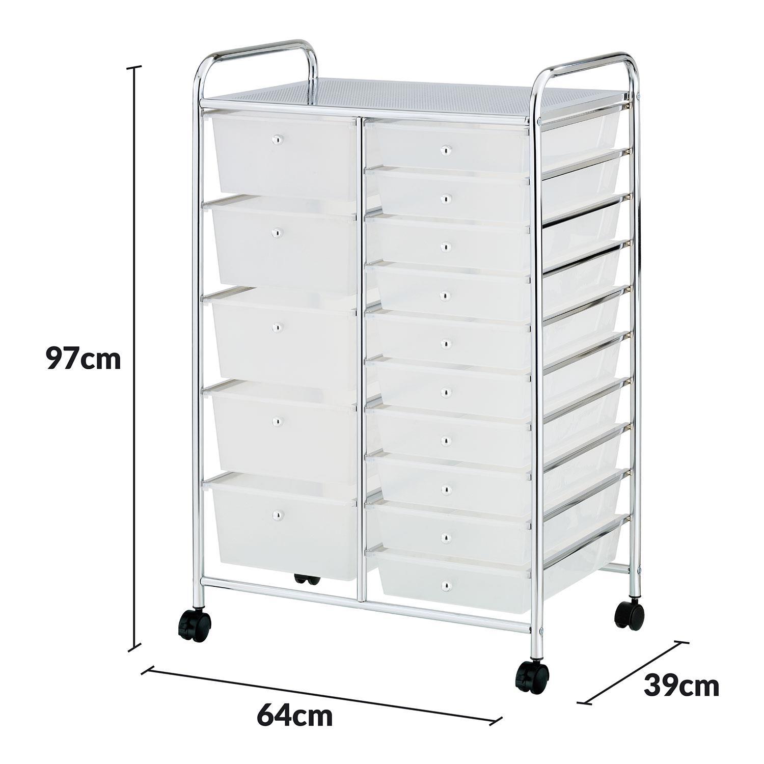15 Drawers Storage Trolley Mobile Rolling Utility Cart Office Organizer - Picture 16 of 16