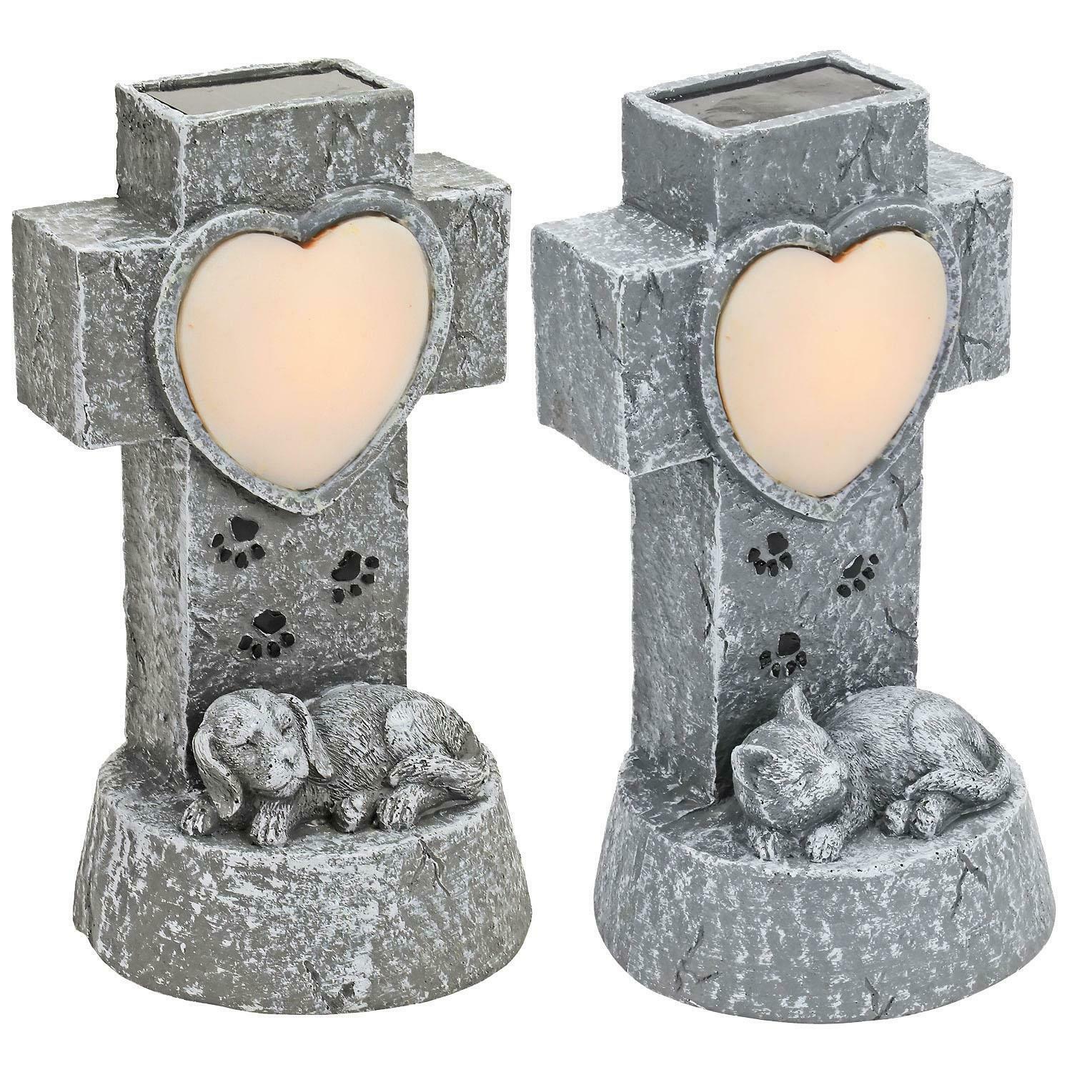 SOLAR PET CAT Dog Memorial LED Lights Sympathy Gifts Tombstone Grave