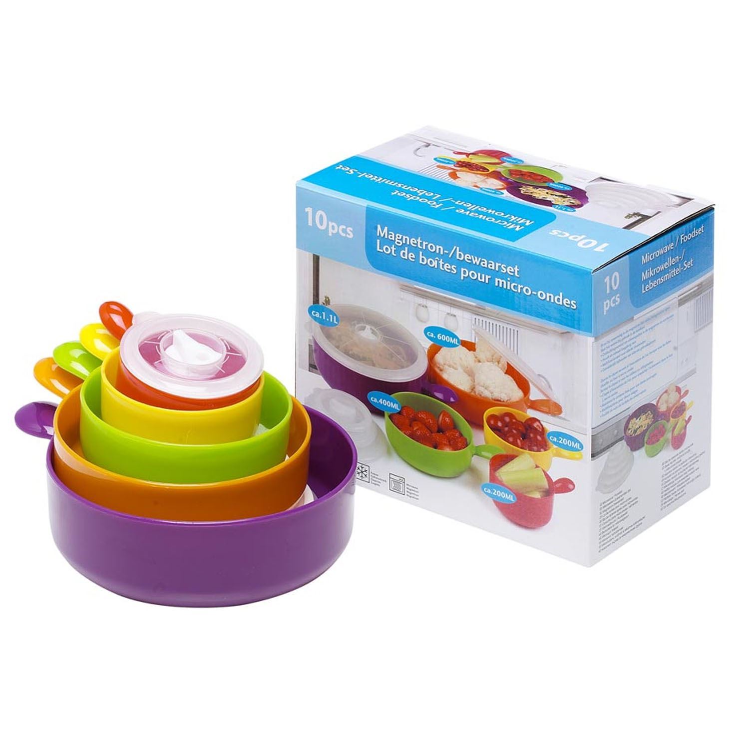 10PC Deluxe Plastic Stain Resistant Microwave cooking & Freezer Safe