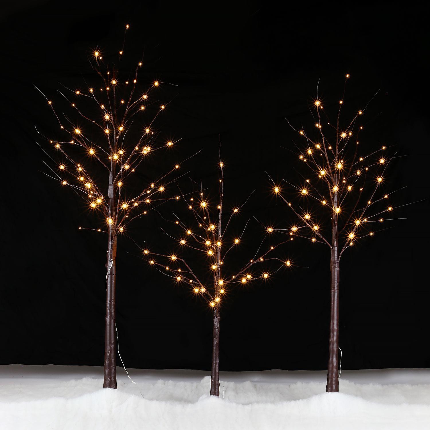 BIRCH TREE CHRISTMAS Decoration 4ft, 5ft 6ft Pre Lit Warm White LED