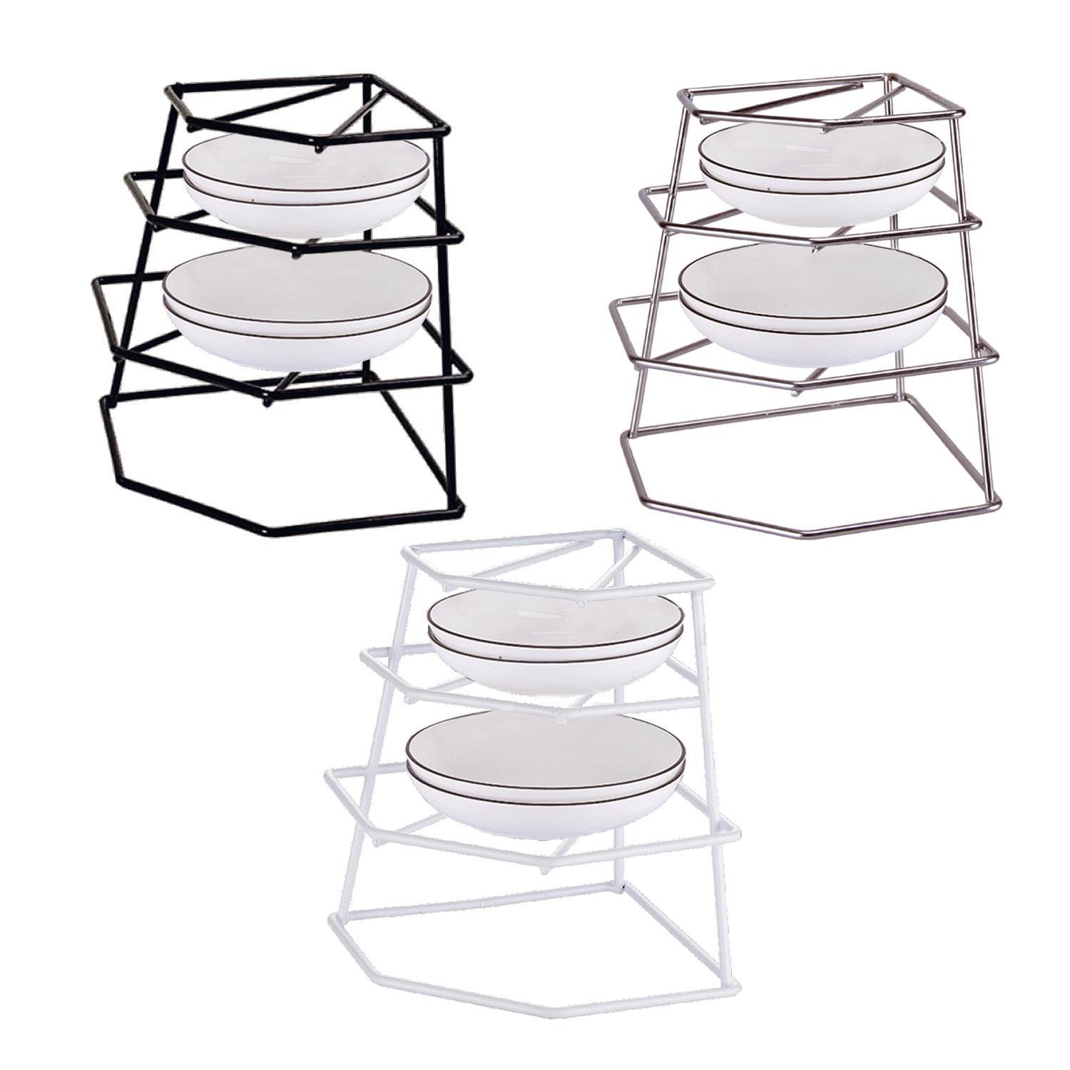 4 Tier Kitchen Corner Plate Rack Frying Pan Shelf Insert Organiser
