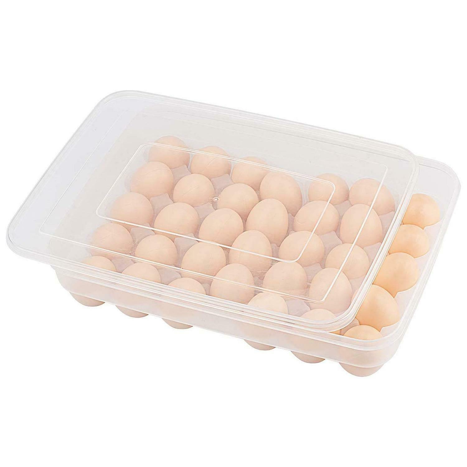 Plastic Storage 34 Egg Storage Container Tray for Fridge Cupboard