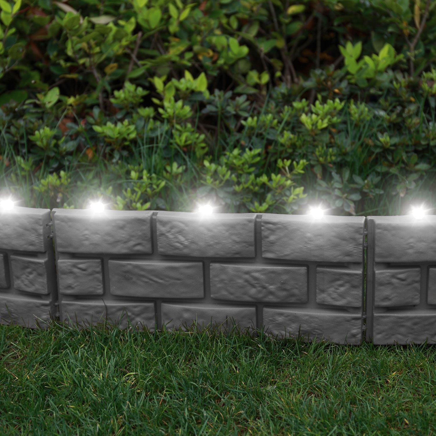 4 Pack Grey Brick Effect Border Lawn Edging with LED ... 4 Pack Grey Brick Effect Border Lawn Edging with LED ...