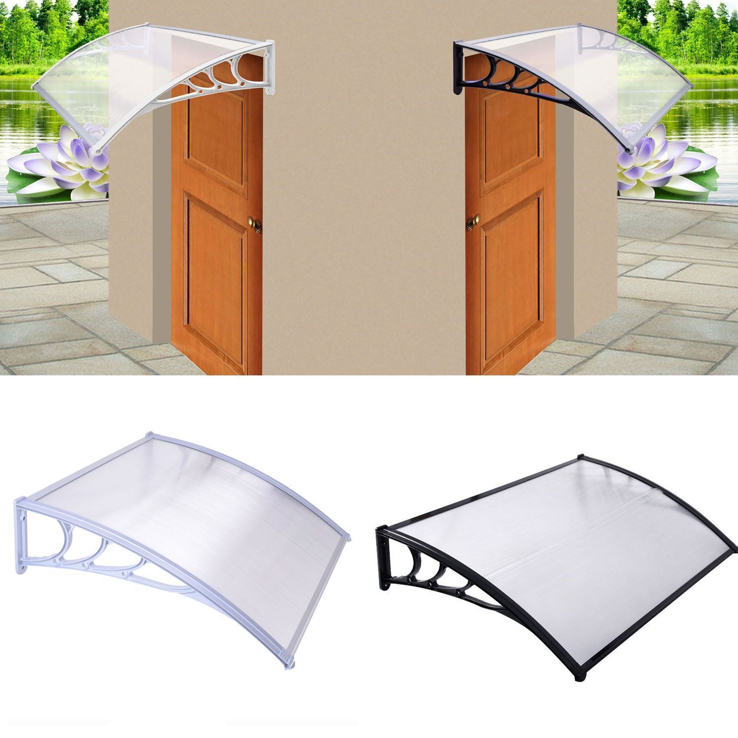 Size : 80/×160cm Balcone PC Policarbonato Protezione Back Door Ingresso Principale Giardino Porta Canopy Tenda da Sole