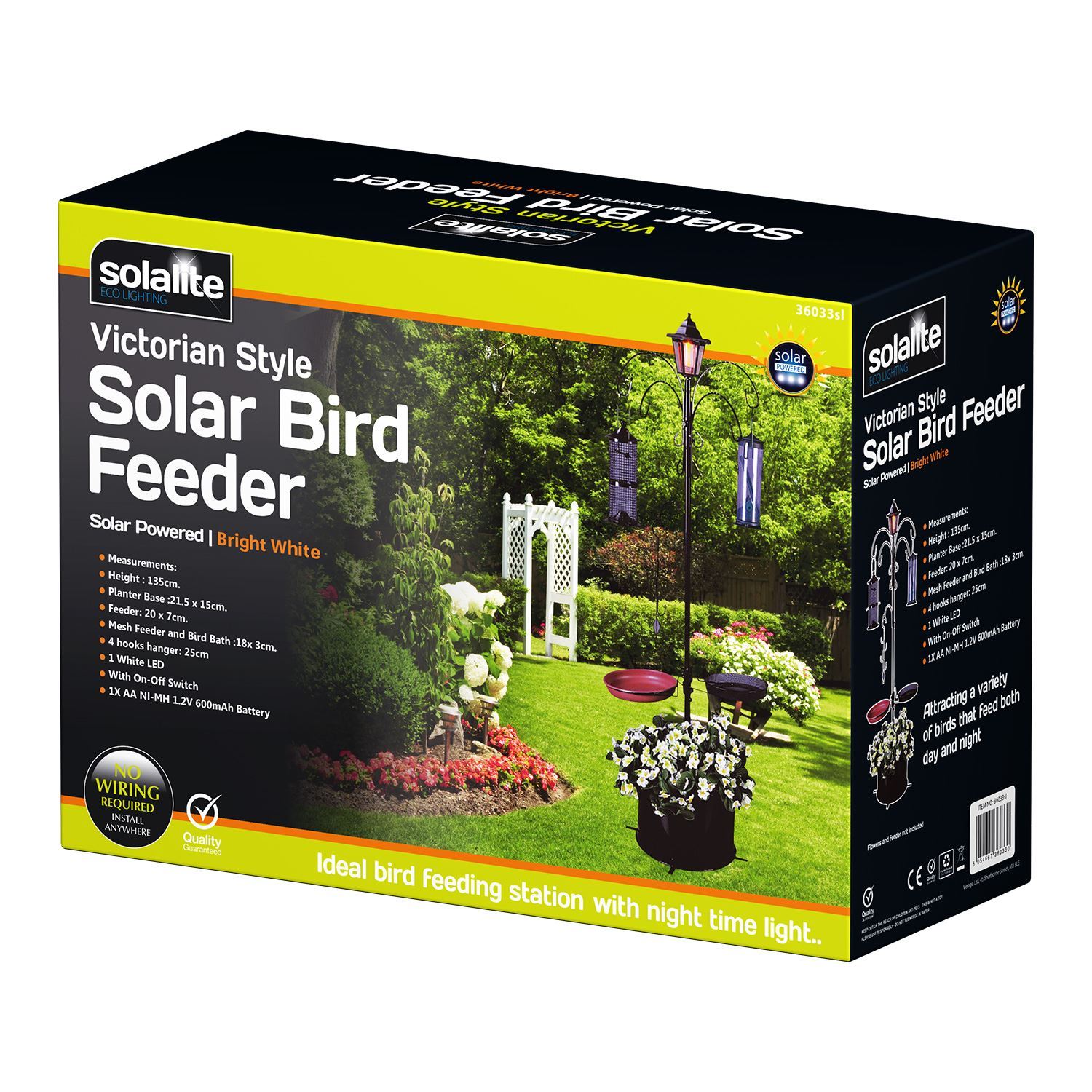 Victorian Solar Garden Bird Bath Feeder Station Stand House Seed