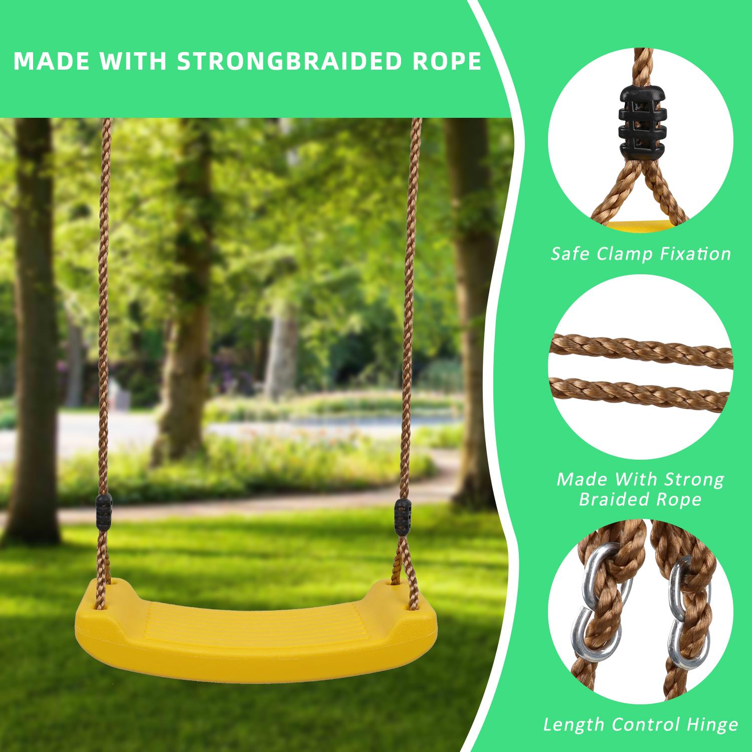 Plastic Garden Swing Kids Hanging Seat Toys with Height Adjustable Ropes - Picture 19 of 22