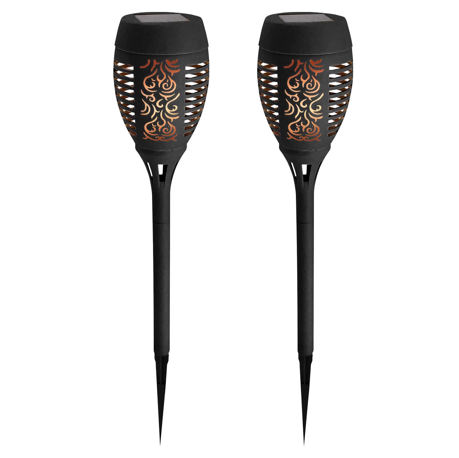 Solar Dancing Flame Torch Stake Light 36 LED Flickering Garden Lights Black - Produktbild 1