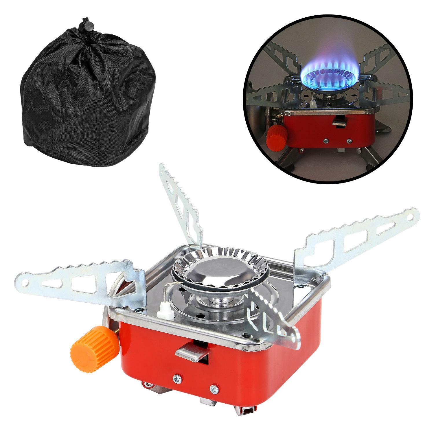 Camping Outdoor Picnic Gas Burner Hiking Fishing Mini Gas Stove Cooker BBQ + Bag