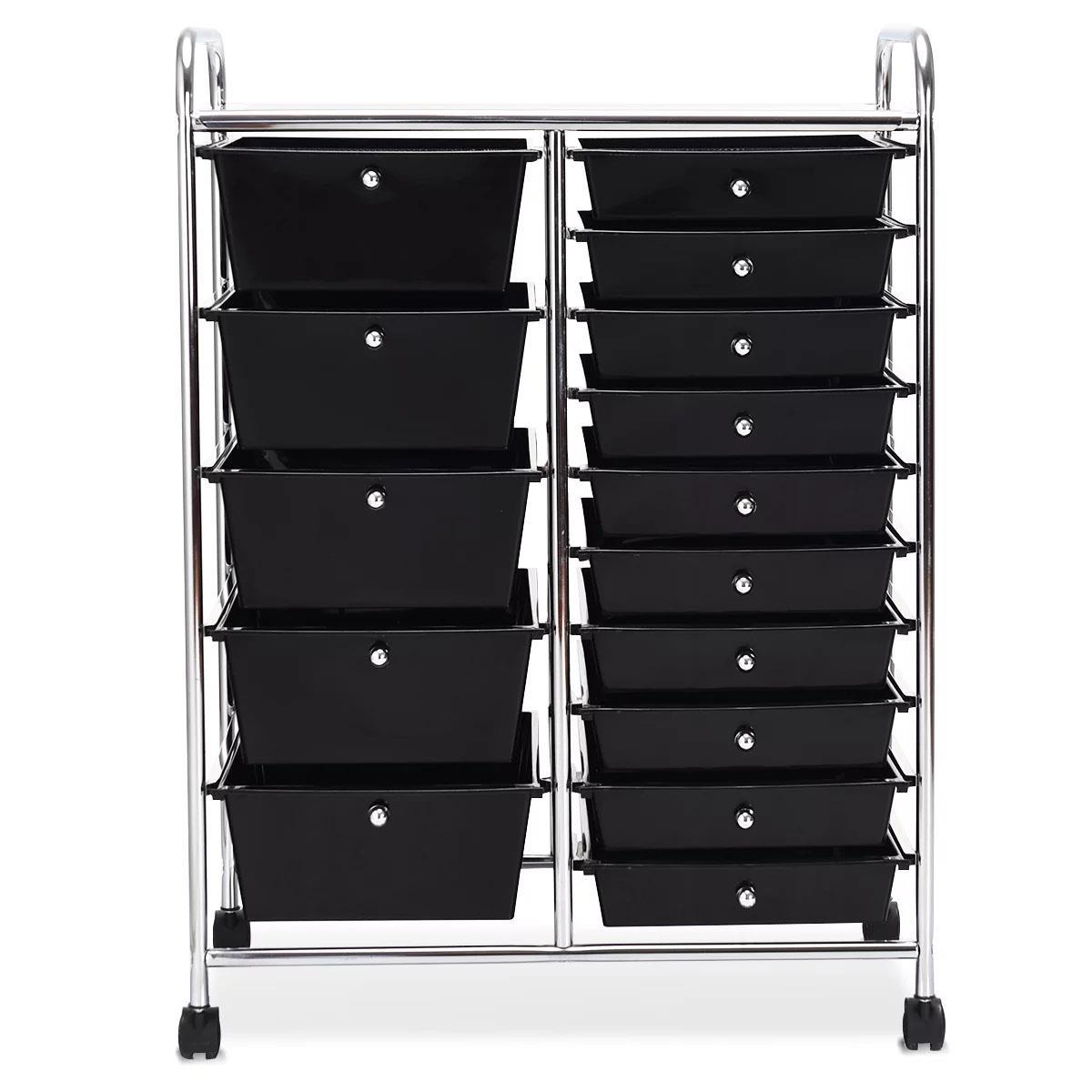 15 Drawers Storage Trolley Mobile Rolling Utility Cart Office Organizer - Picture 4 of 16