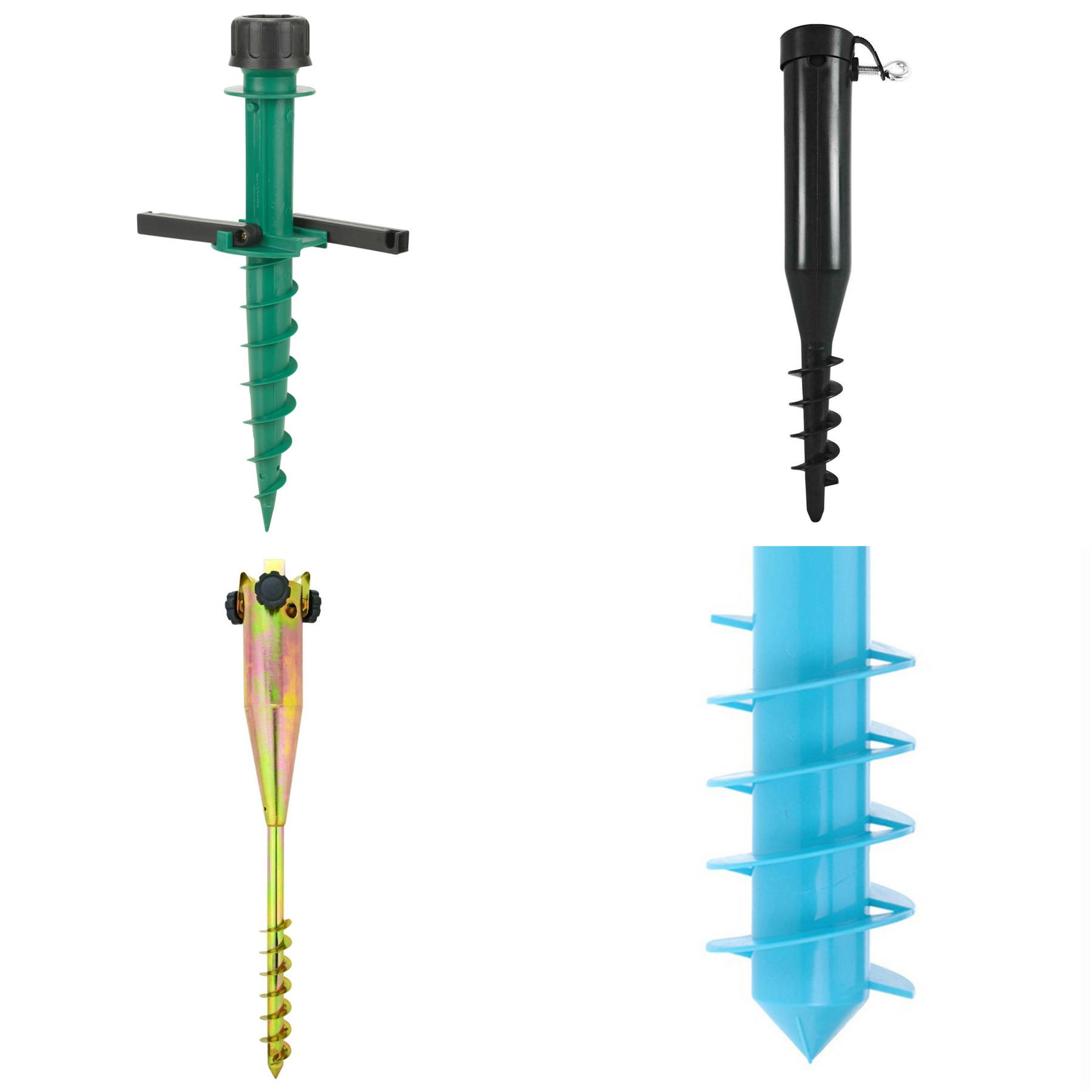 Screw In Parasol Adjustable Base Holder Umbrella Ground Spike Garden