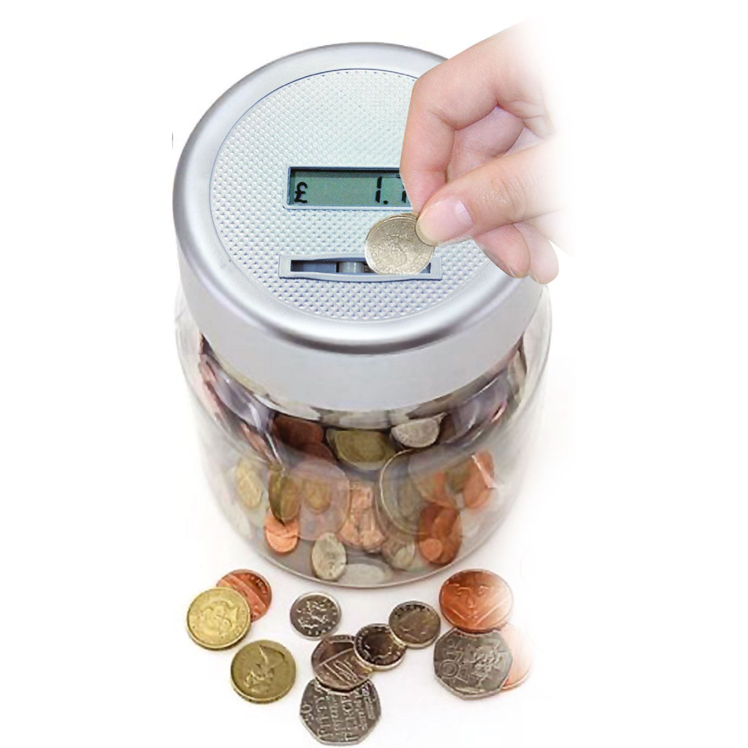 Digital Coin Counter LCD Display Jumbo Jar Sorter Money Box Count Bank
