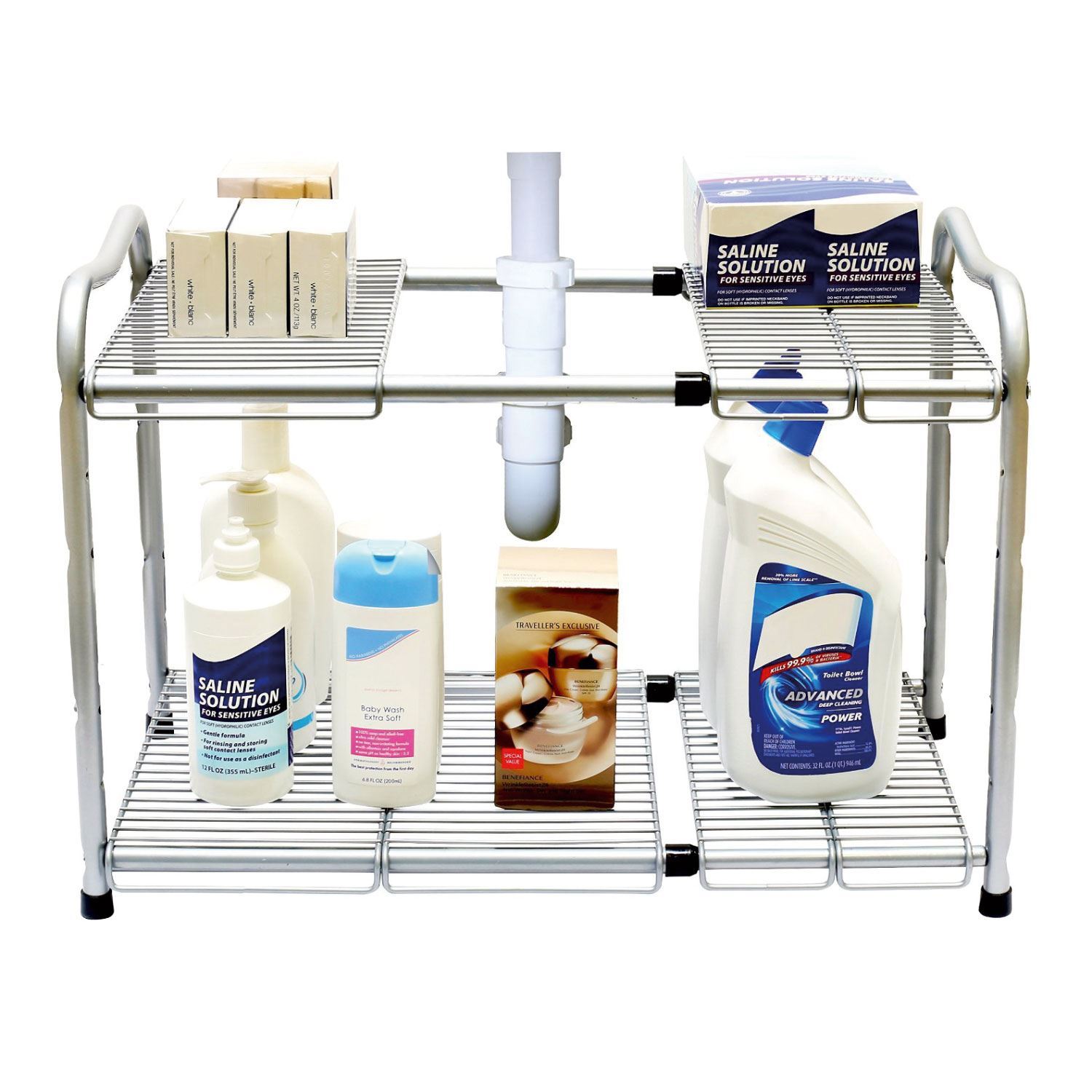 2 Tier Extendable Multi Purpose Kitchen Under Sink Organiser Storage