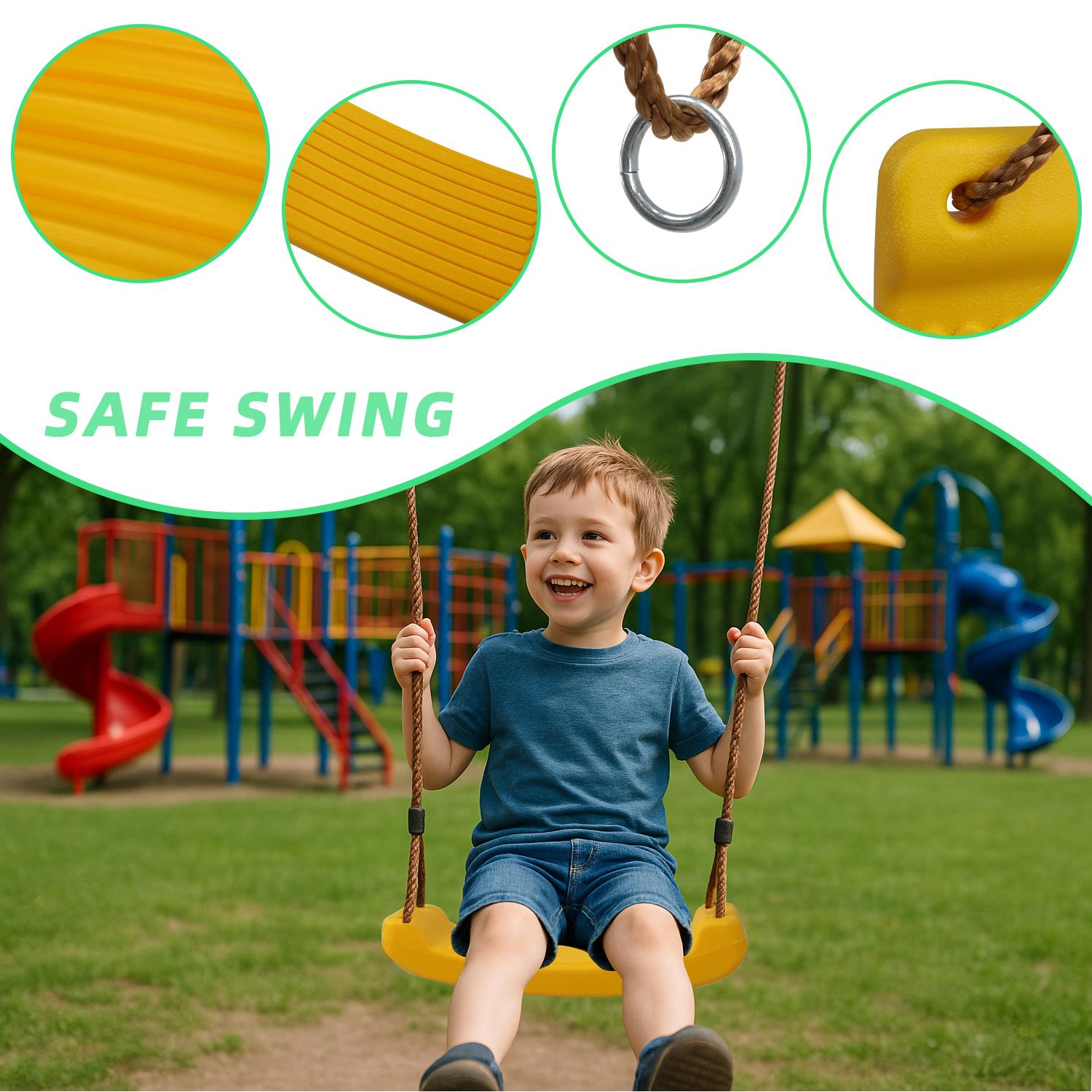 Plastic Garden Swing Kids Hanging Seat Toys with Height Adjustable Ropes - Picture 22 of 22