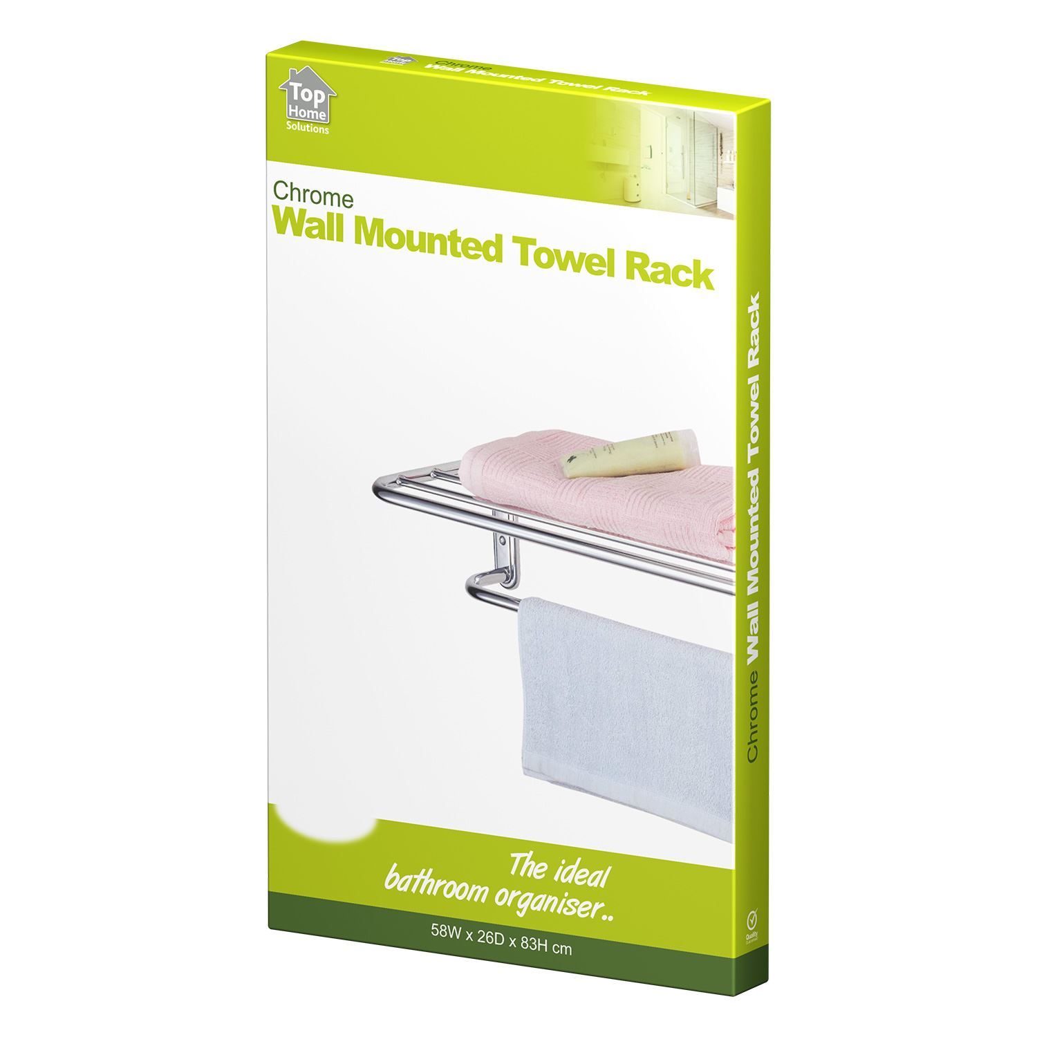 Chrome Wall Mounted Towel Rack with Towel Rail Bath Storage Shelving