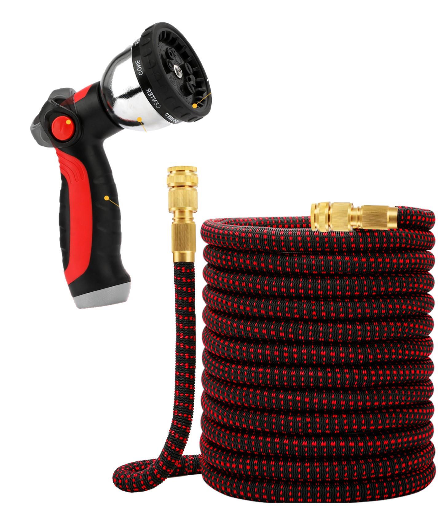 Expanding garden hose pipe expandable aluminium heavy duty gun 100ft