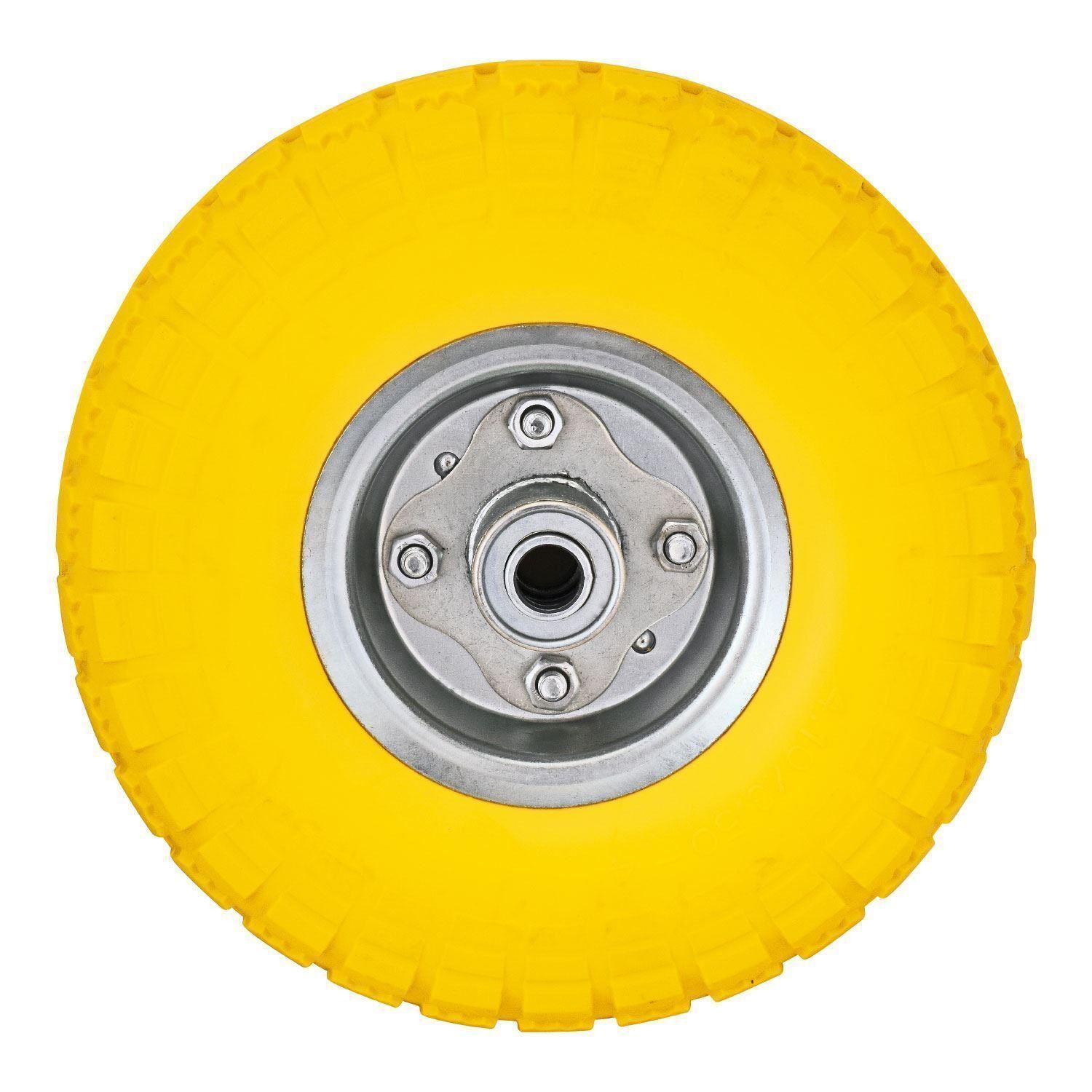 2 x 10" Yellow Heavy Duty Solid Rubber Wheel Tyre Trolley Wheelbarrow
