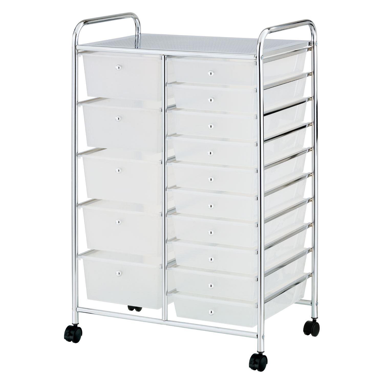 15 Drawers Storage Trolley Mobile Rolling Utility Cart Office Organizer - Picture 9 of 16
