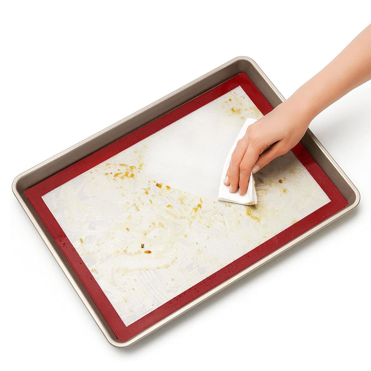 Set of 3 Silicone Non Stick Baking Mat Sheet Tray Oven Liner Rolling