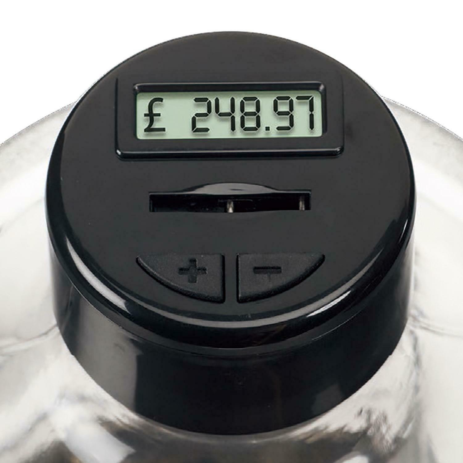 Supersized Digital UK Coin Counter Money Bank Saving Jumbo Bottle LCD