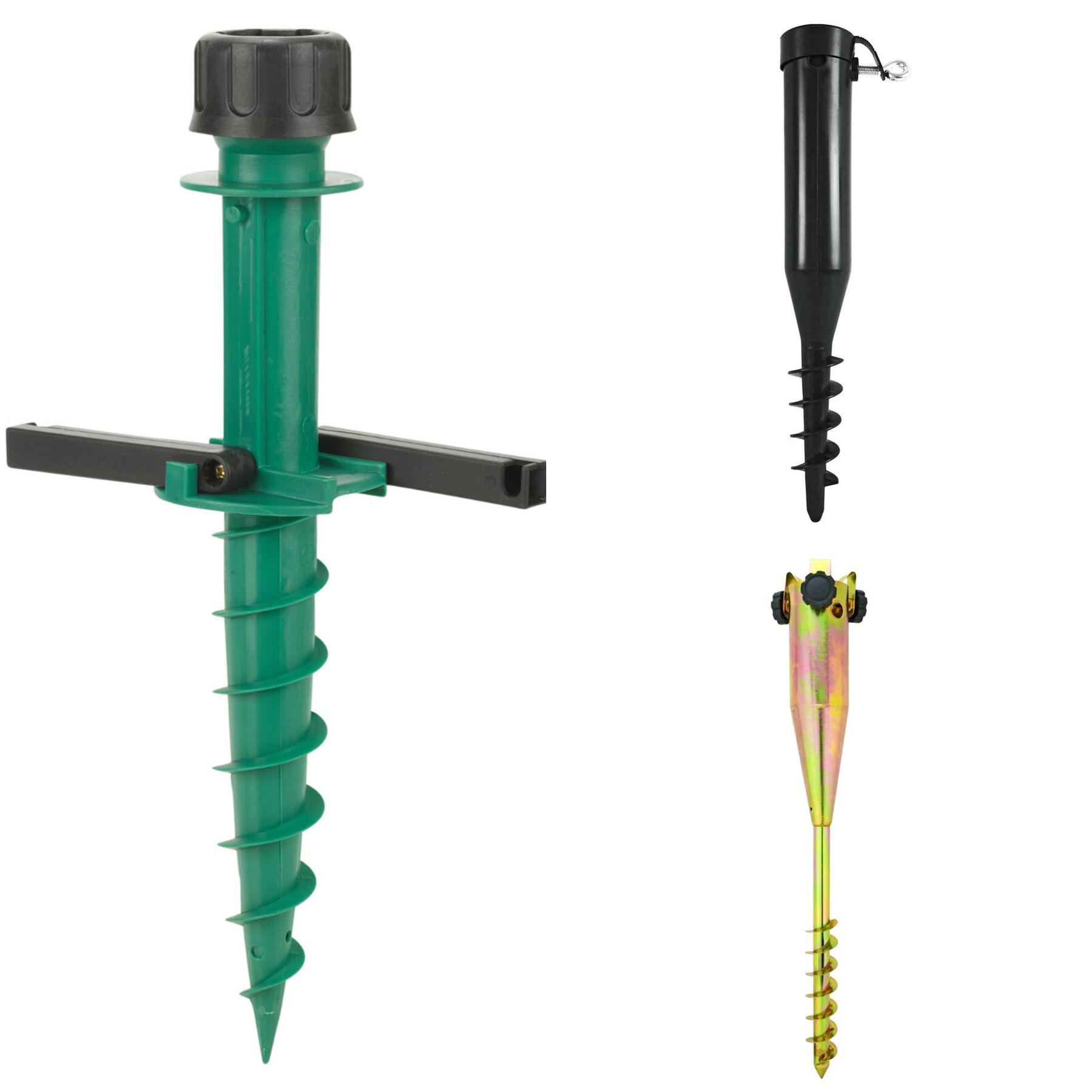 Screw In Parasol Adjustable Base Holder Umbrella Ground Spike Garden