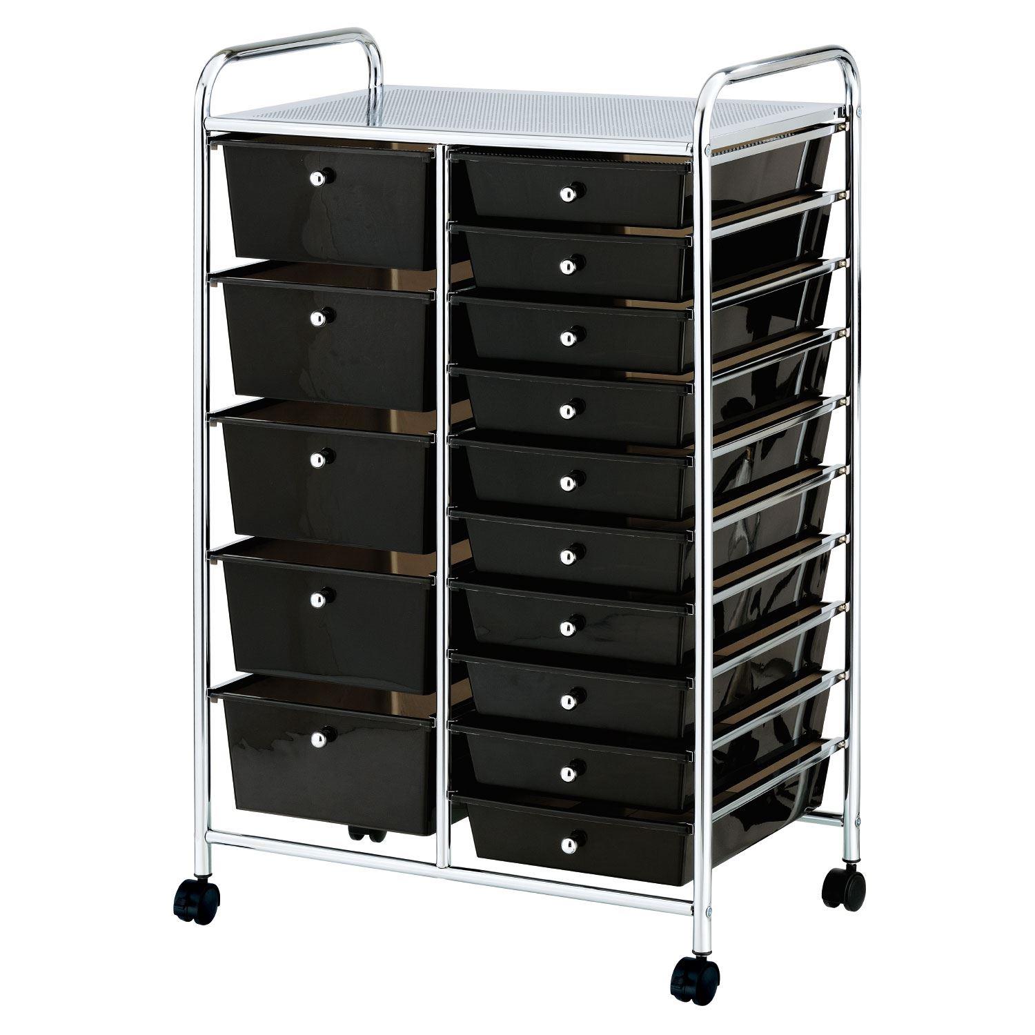 15 Drawers Storage Trolley Mobile Rolling Utility Cart Office Organizer - Picture 2 of 16