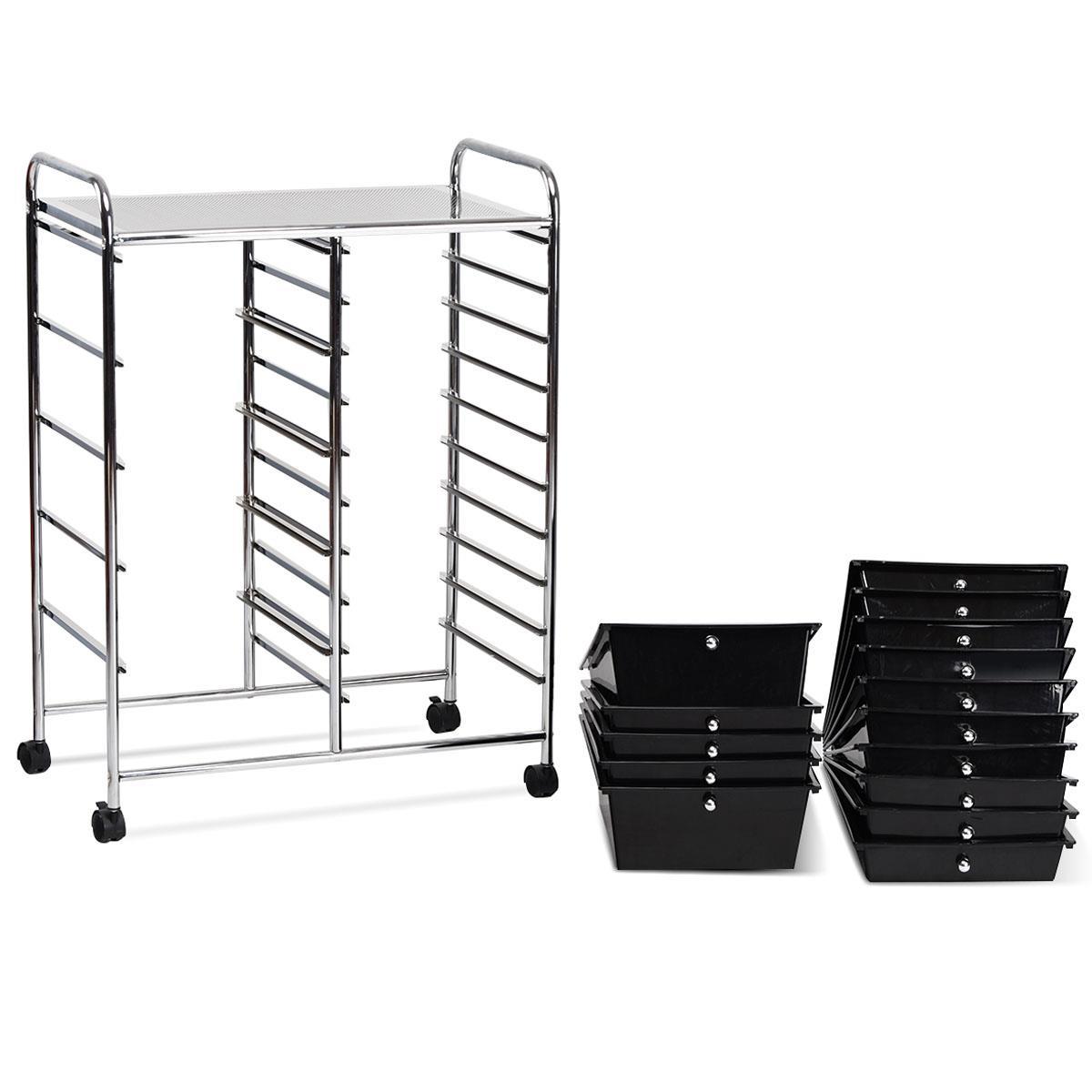 15 Drawers Storage Trolley Mobile Rolling Utility Cart Office Organizer - Picture 7 of 16