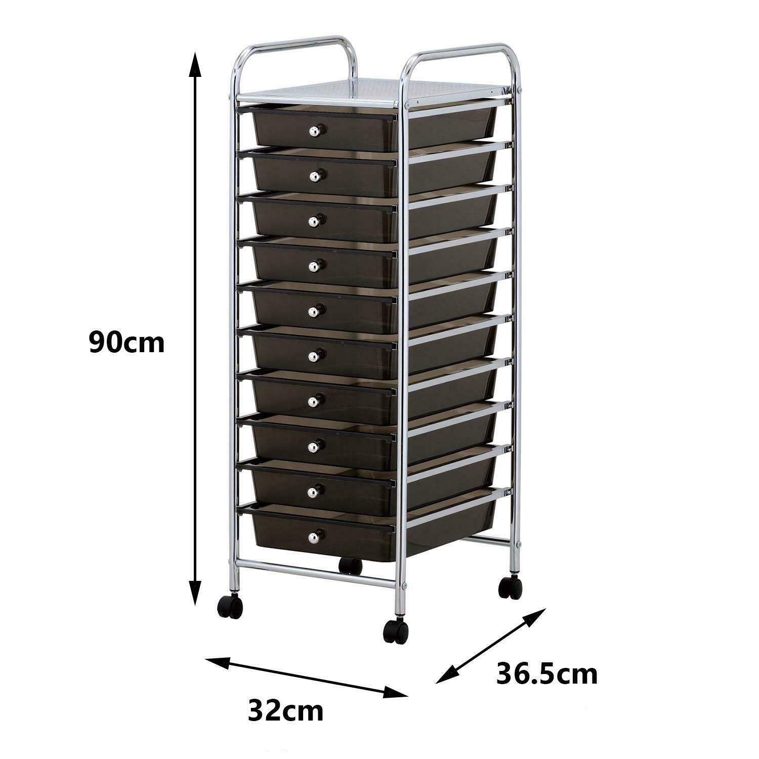 10-15 Drawer Make Up Mobile Home Office Beauty Salon Portable Storage Trolley - Picture 8 of 22