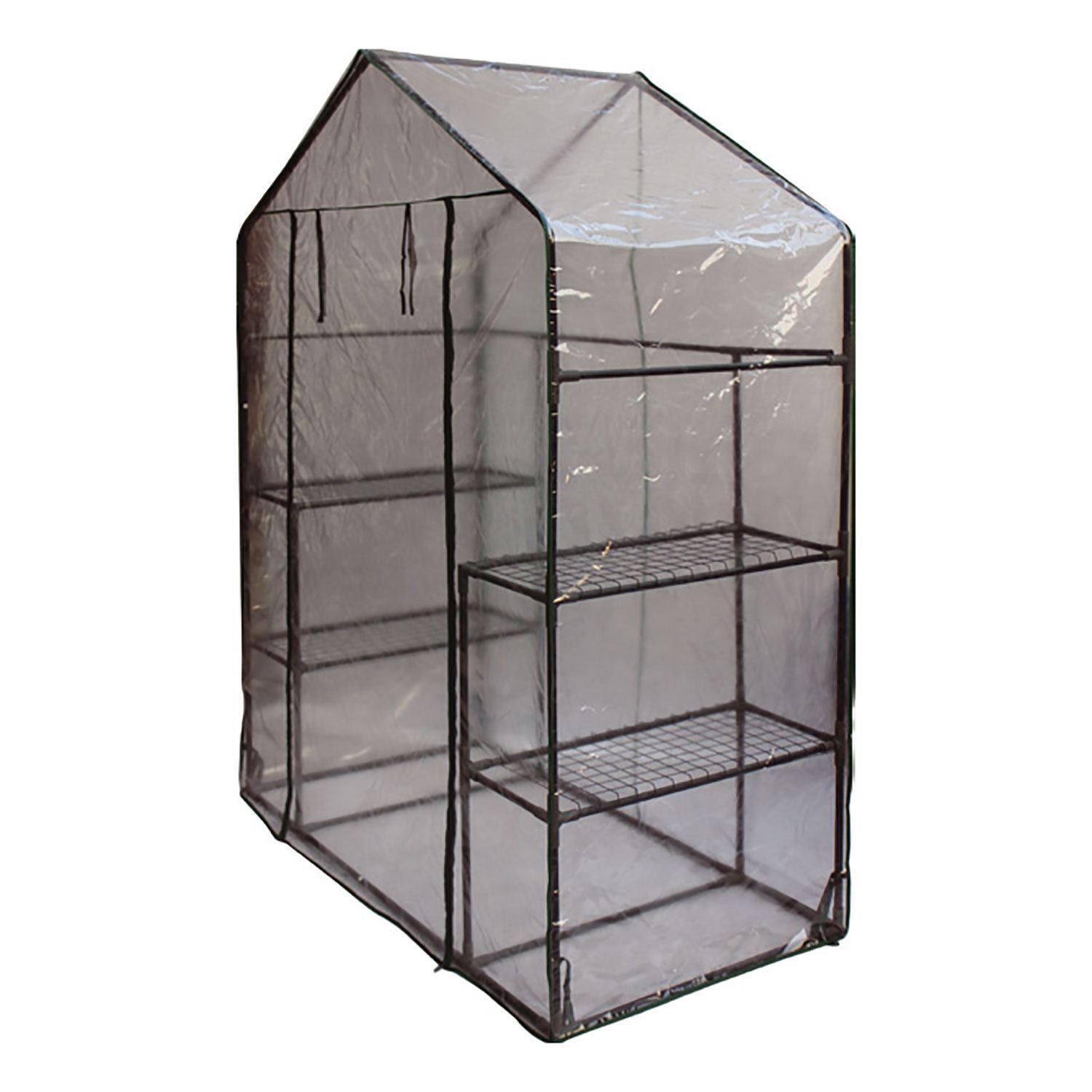 Walk In Greenhouse PVC Plastic Garden Grow Green House with 4 Shelves