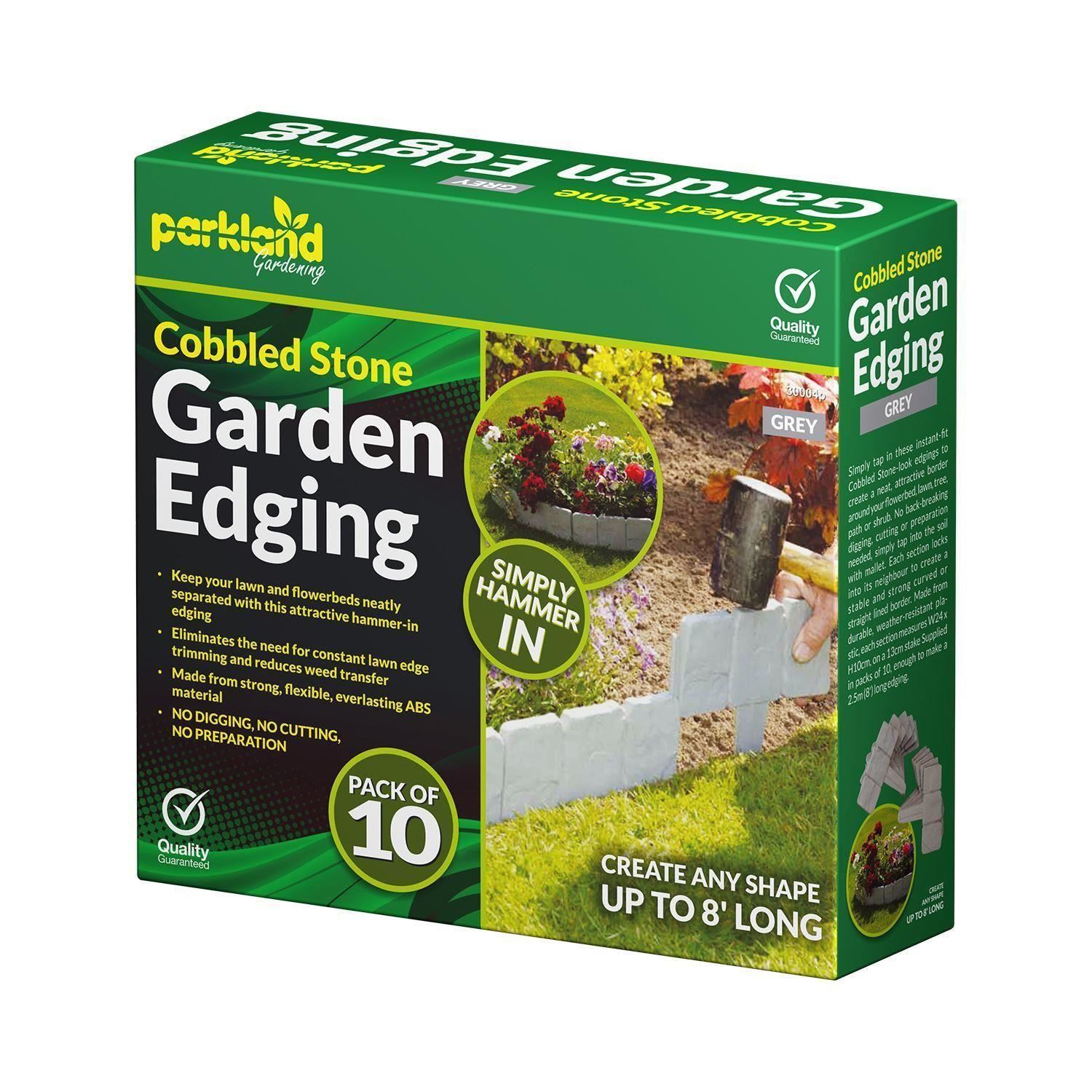 10 Pack Lawn Edging Cobbled Stone effect Plastic Garden Edging Hammer