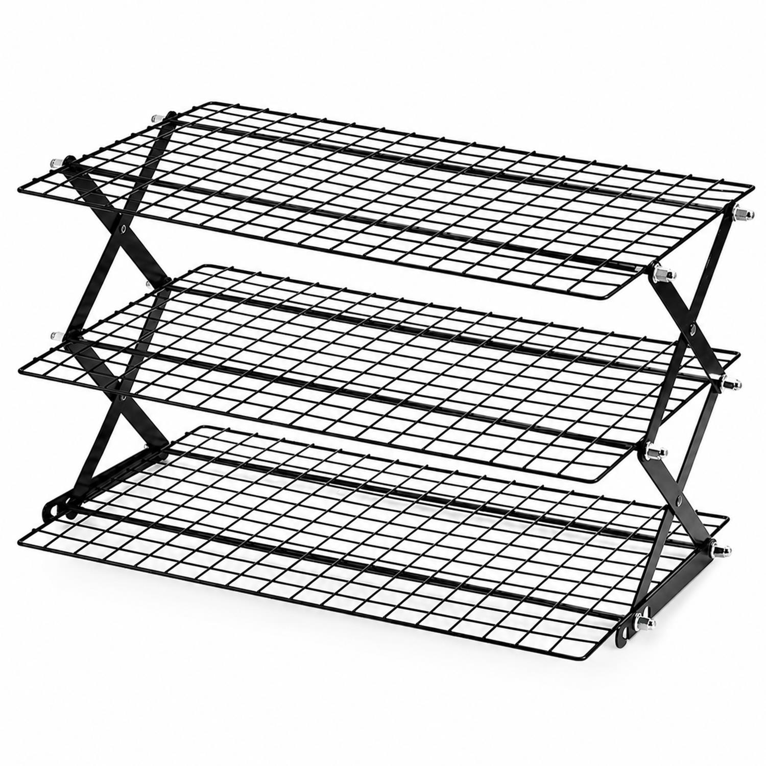 Kitchen 3 Tier Collapsible Cooling Rack Foldable Storage Shelf Organiser Stand