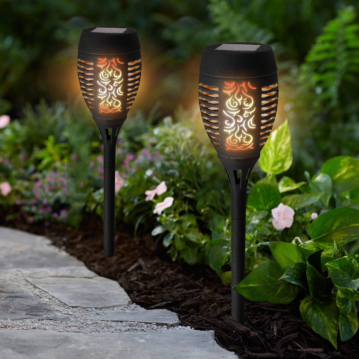 Solar 36 LED Dancing Flame Torch Stake Light Flickering Garden Lights