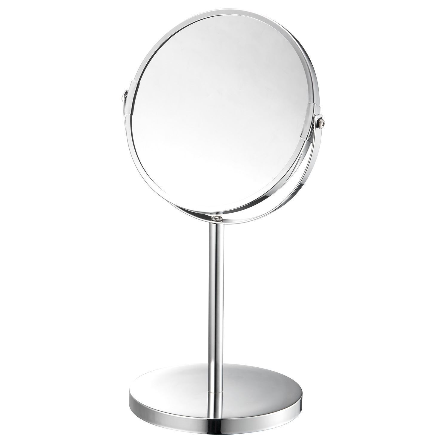 ROUND DOUBLE SIDED SWIVEL MIRROR FREE STANDING CHROME MIRROR SHAVING